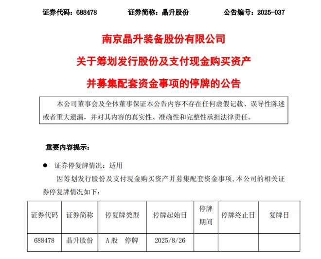 突发！688478重要收购！明天停牌！